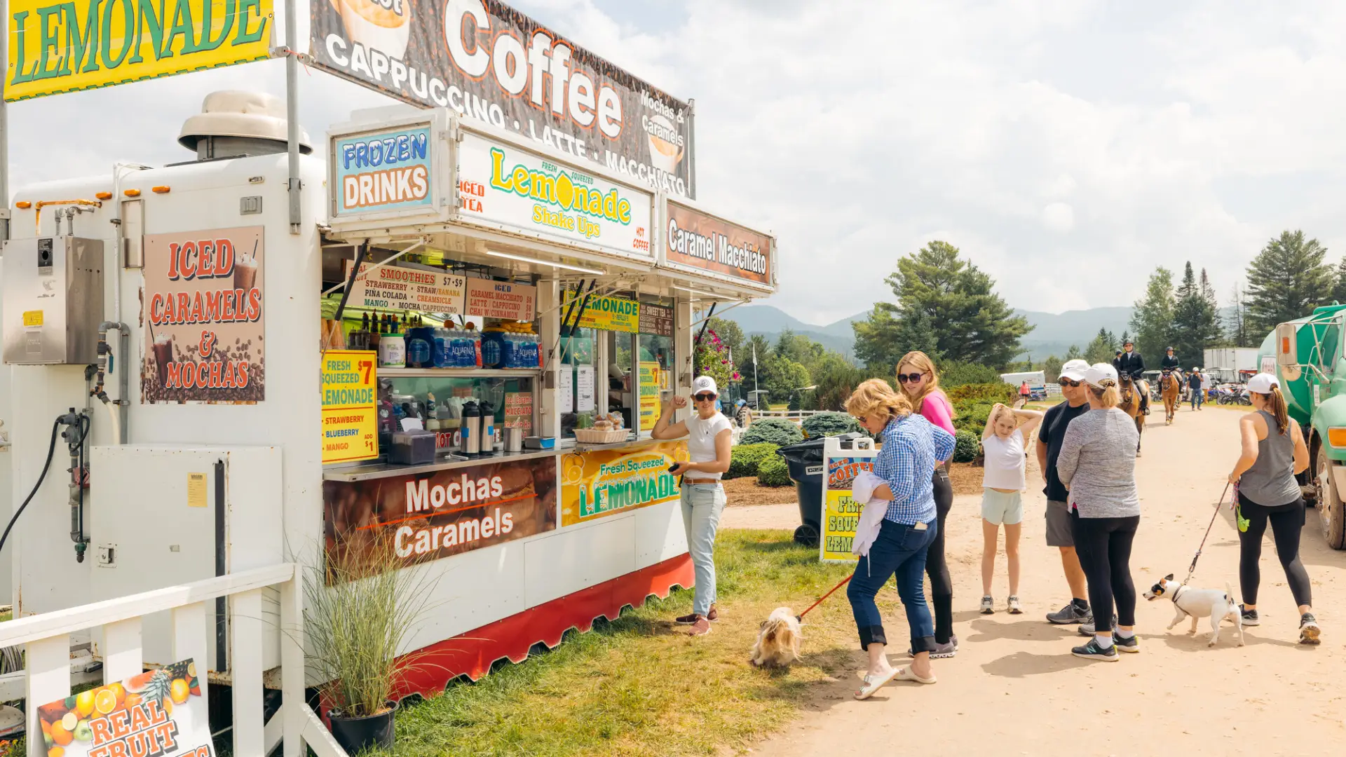 Visitors in line for a refreshment from the vendor stands