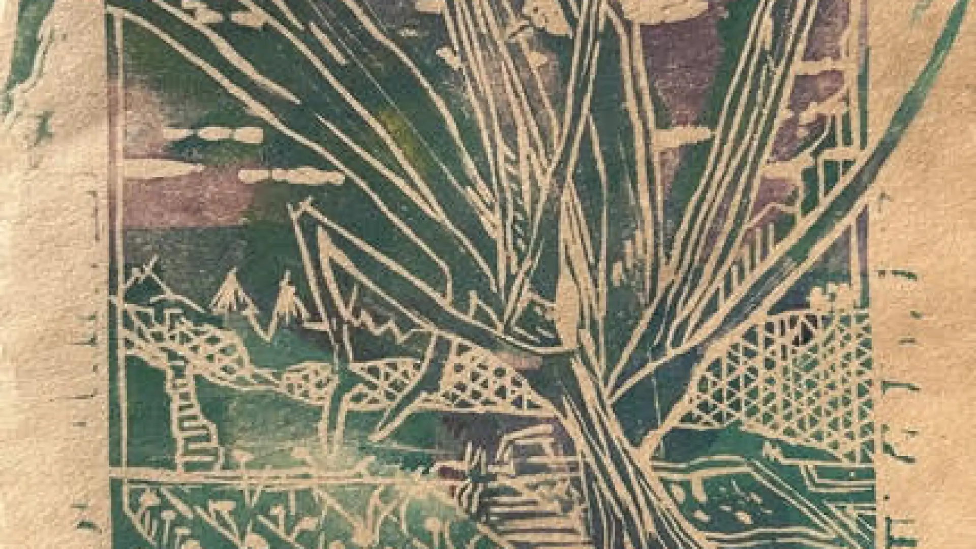 Artistic garlic woodcut print