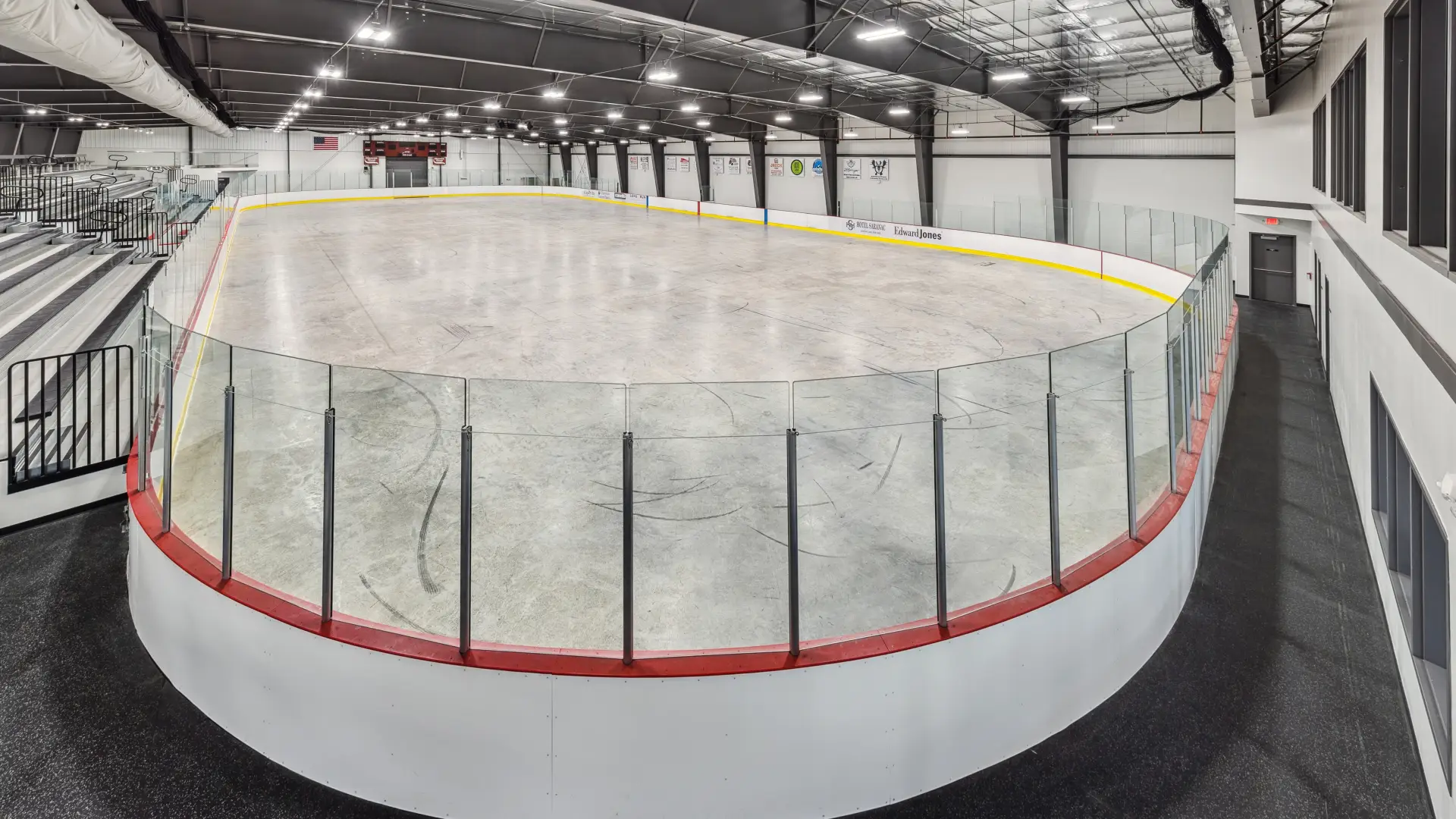 A view of the rink at the Saranac Lake Civic Center without ice.