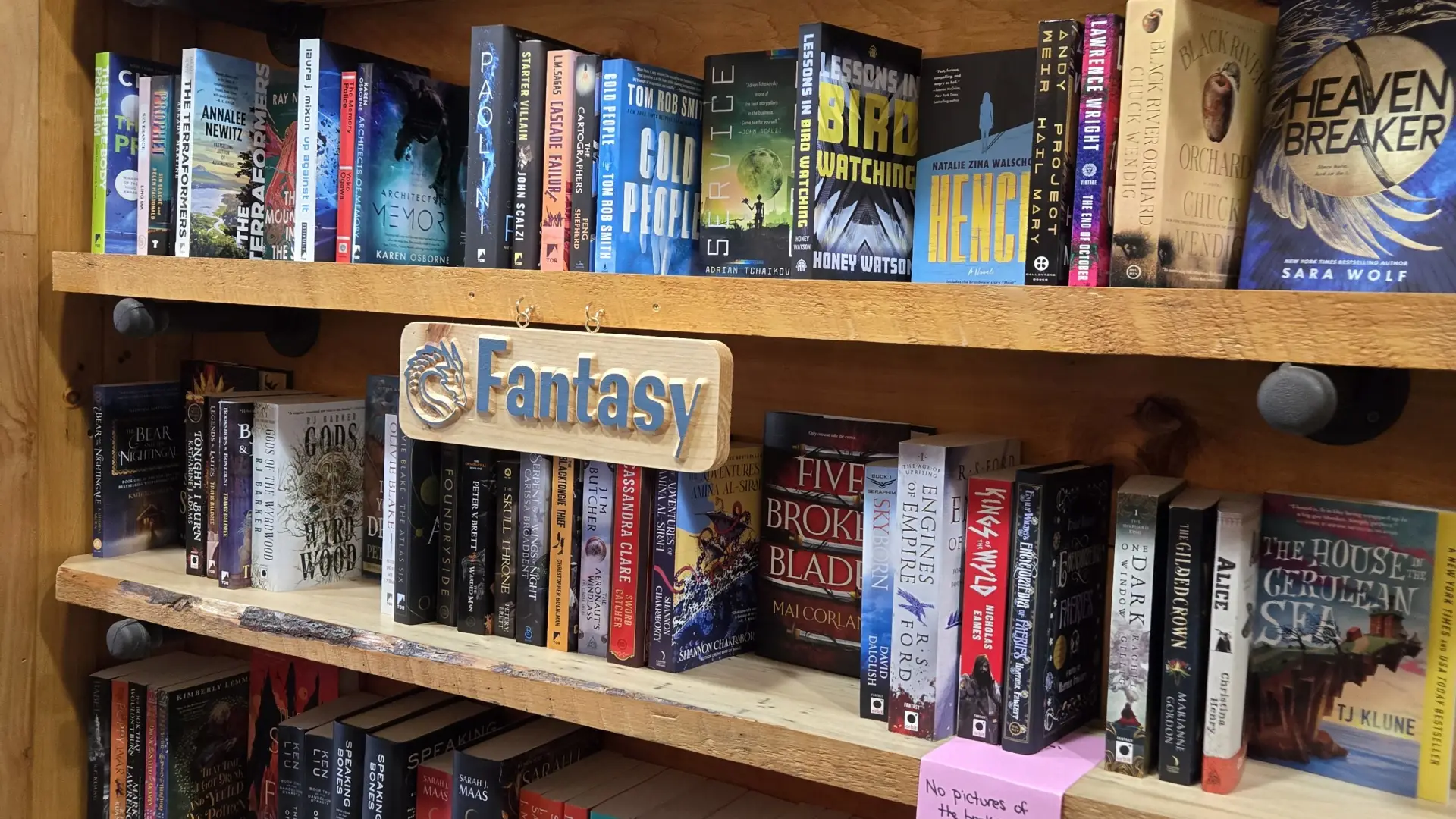 Shelves showcasing Sci-Fi and Fantasy Books