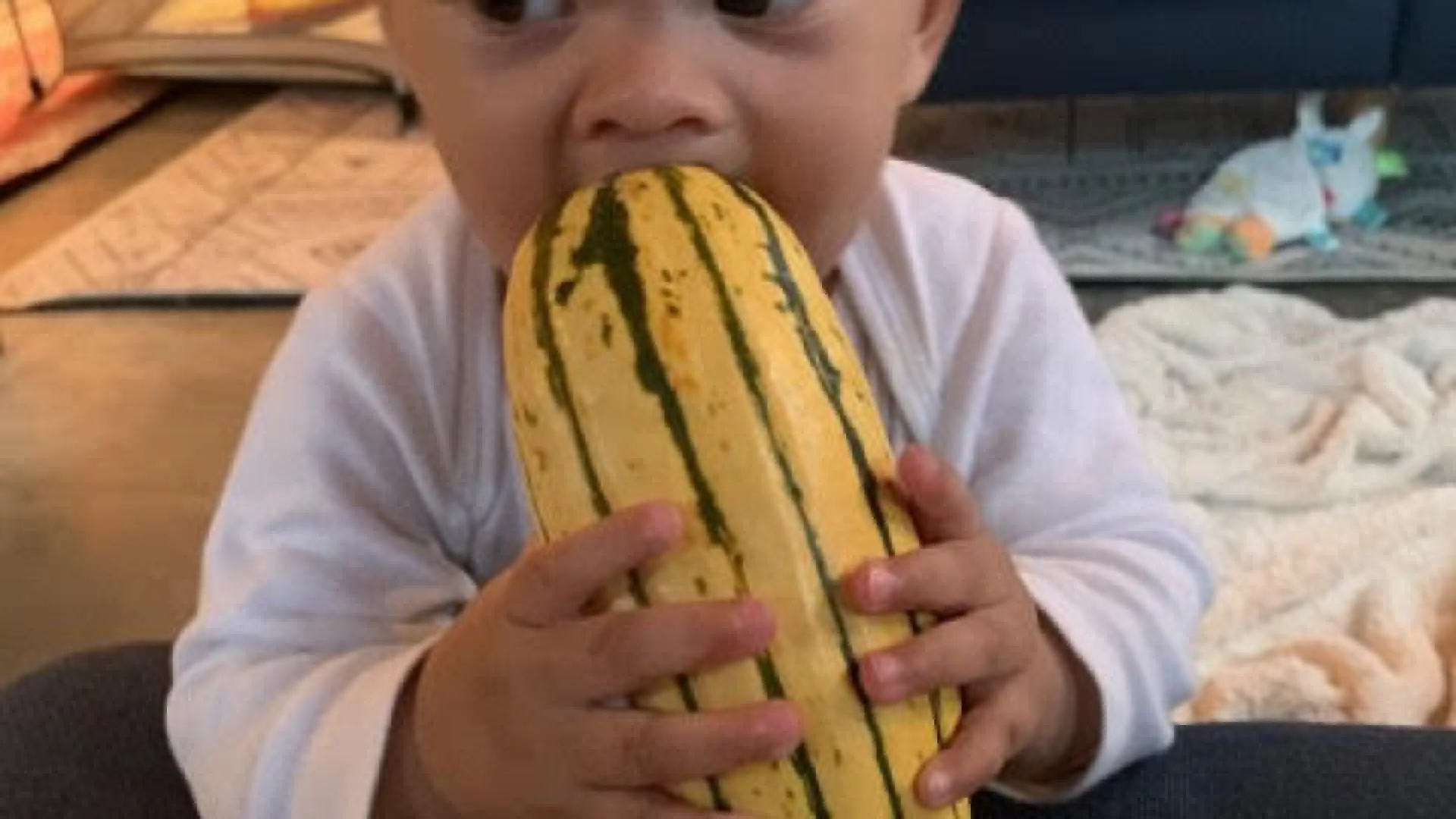 A young person enjoying local produce