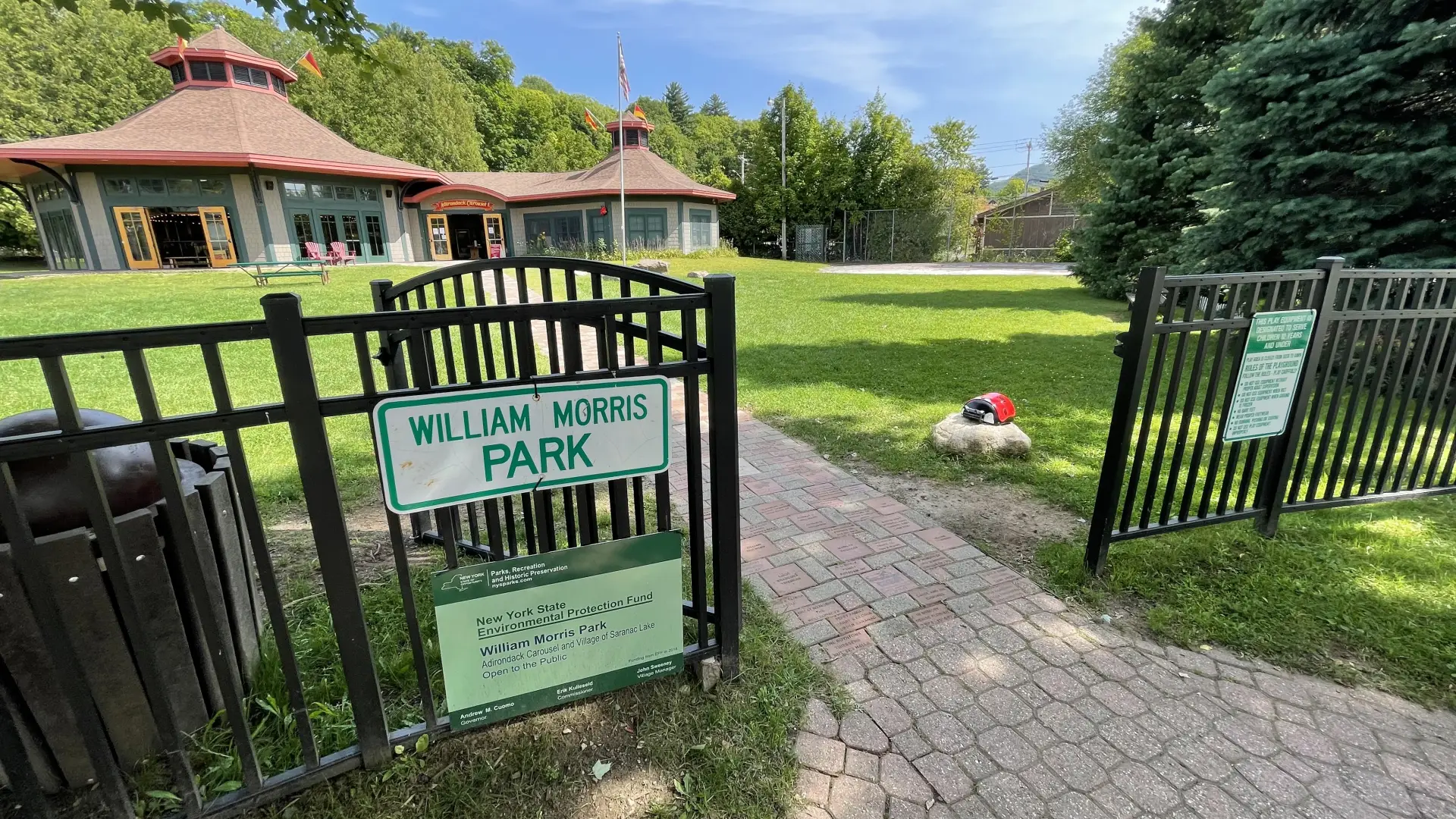 A park in Saranac Lake with an indoor carousel