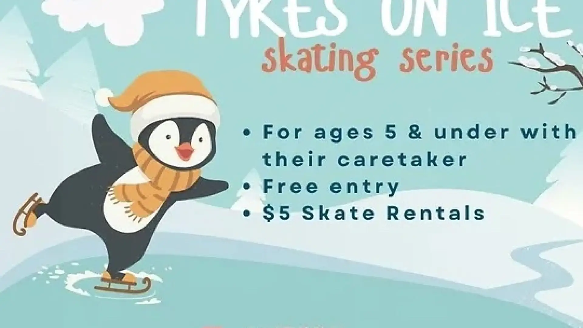 Poster for Tikes on Ice with an iceskating penguin