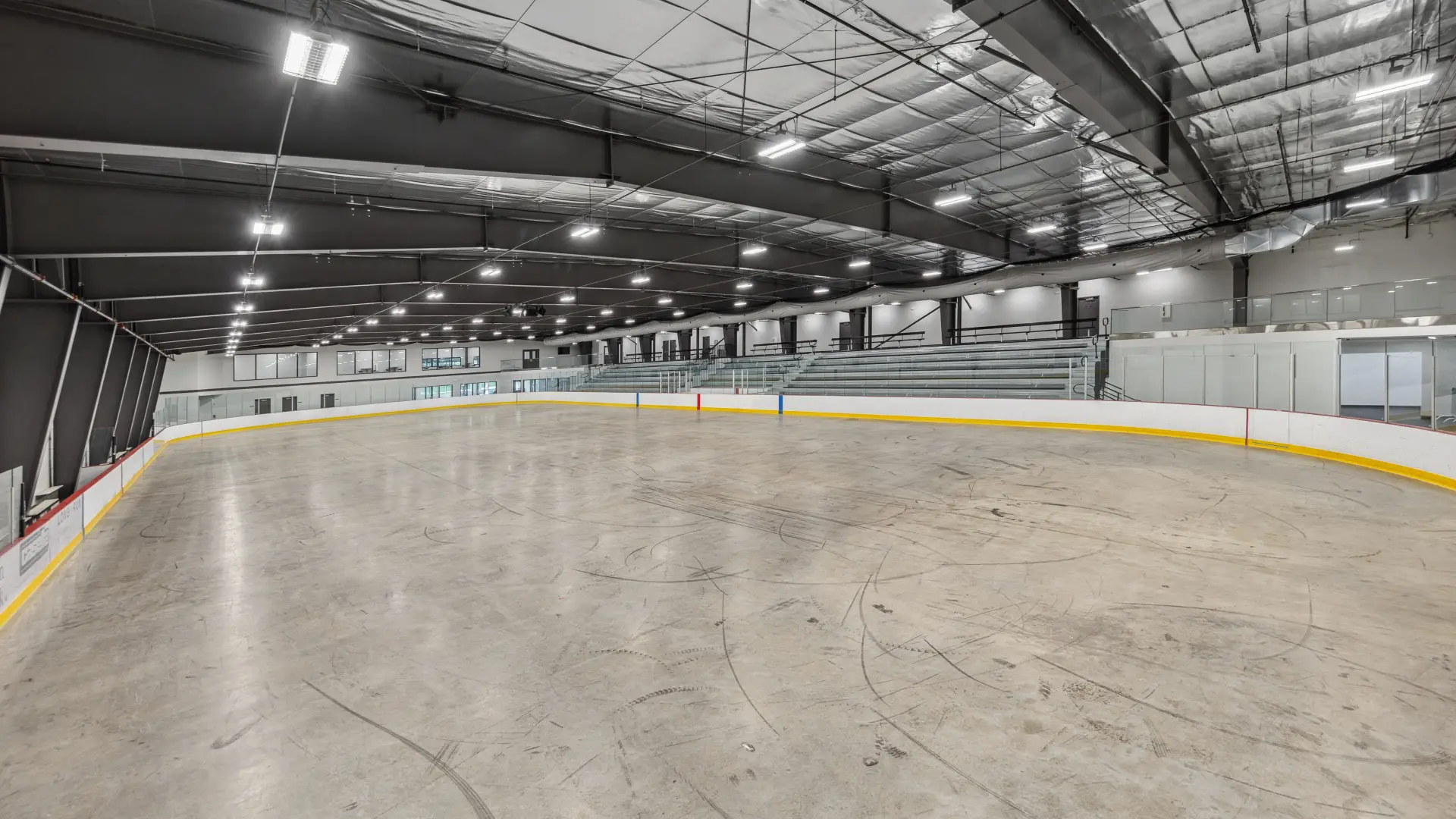 A view of the rink at the Saranac Lake Civic Center without ice.