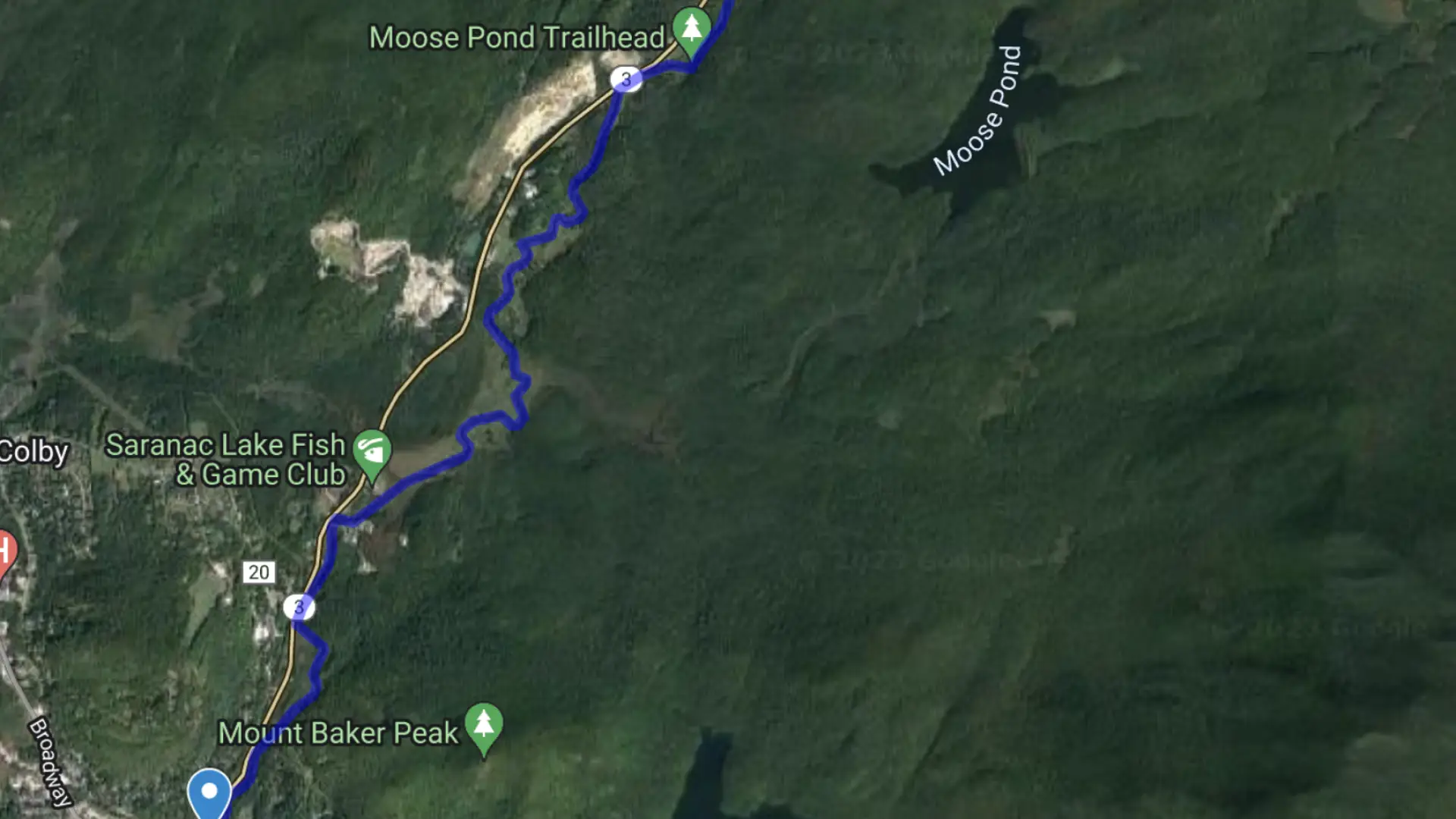 Map of paddle route down a river
