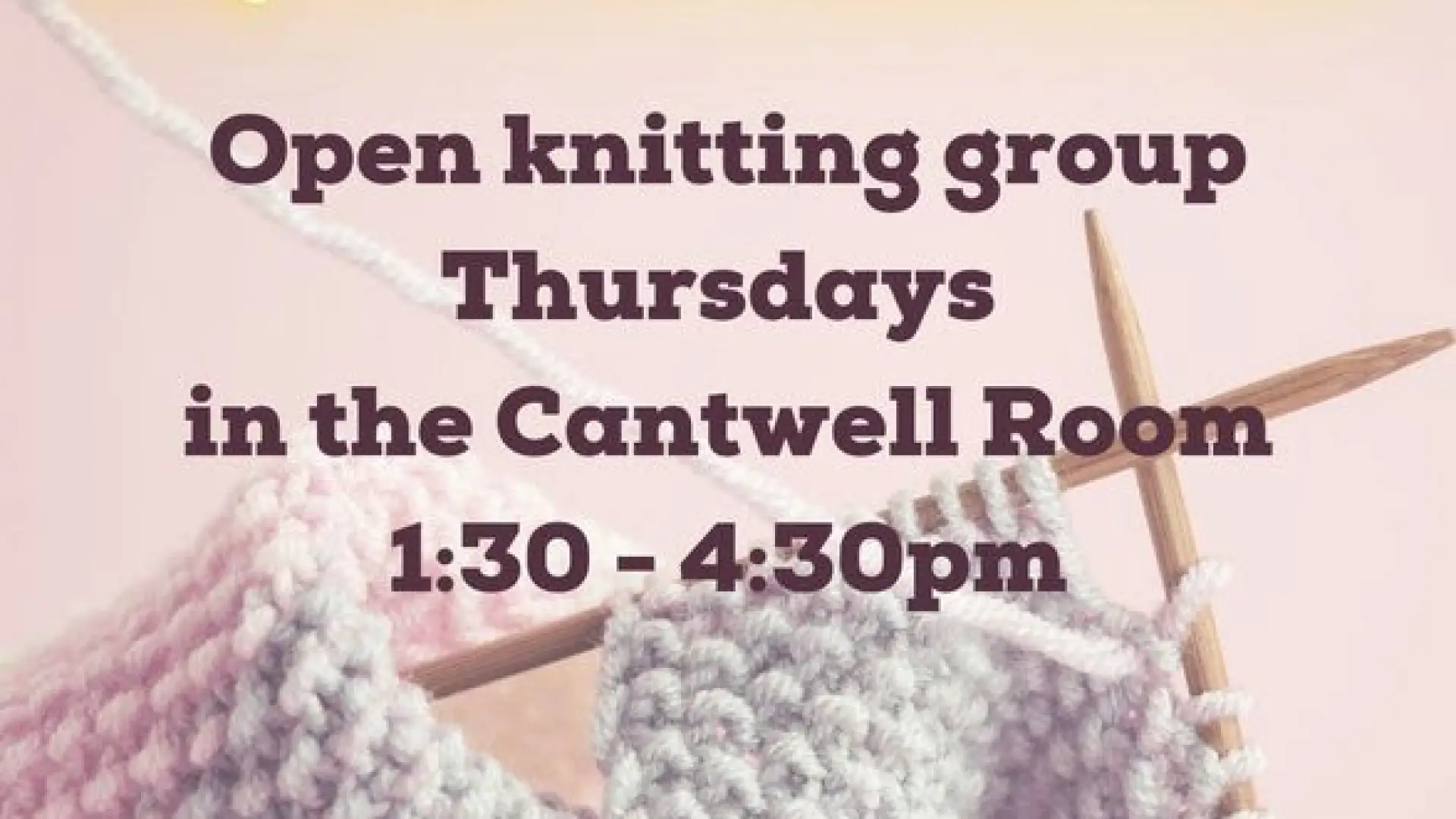 Open knitting group informational flyer