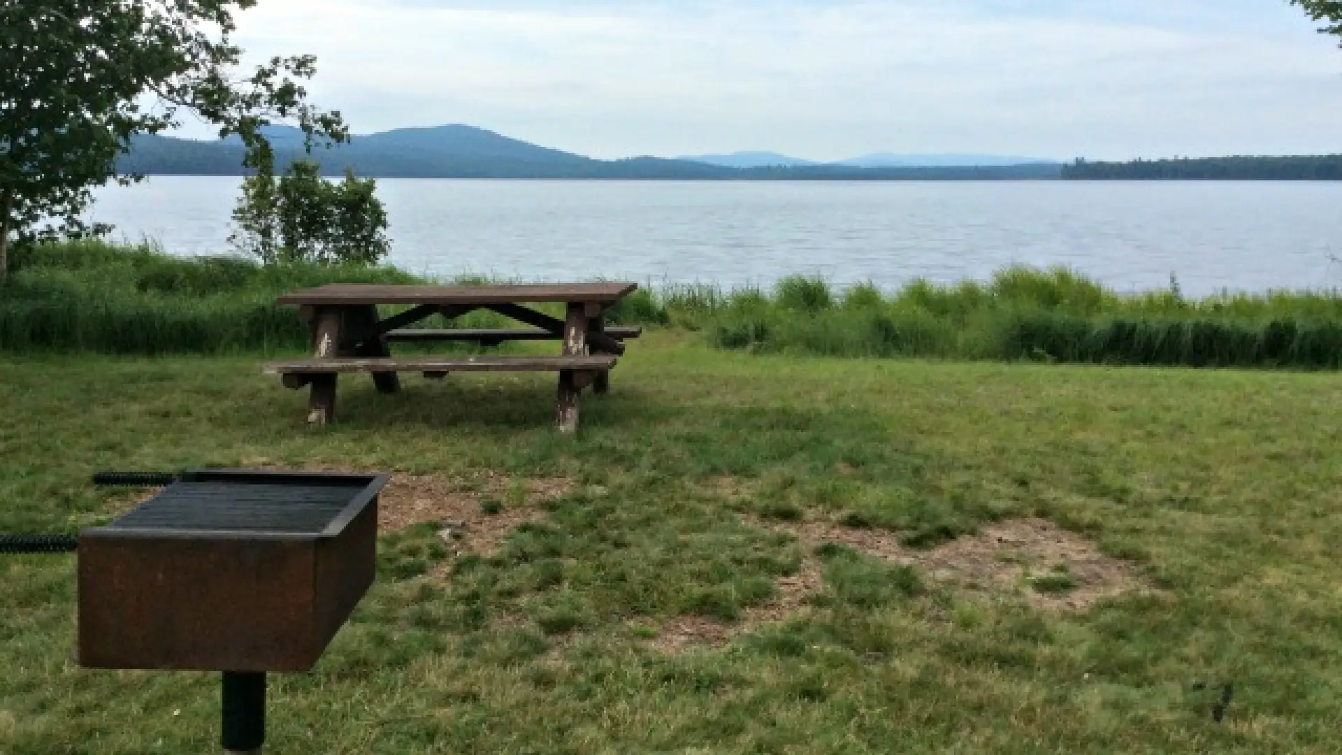 A waterfront campsite