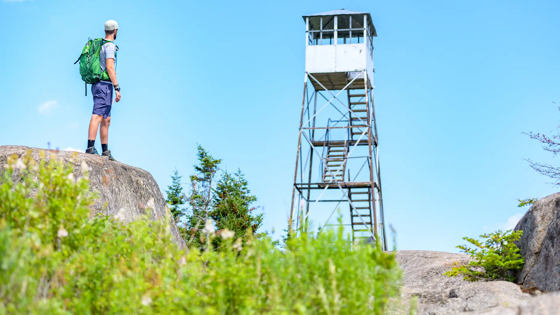 A man below a firetower