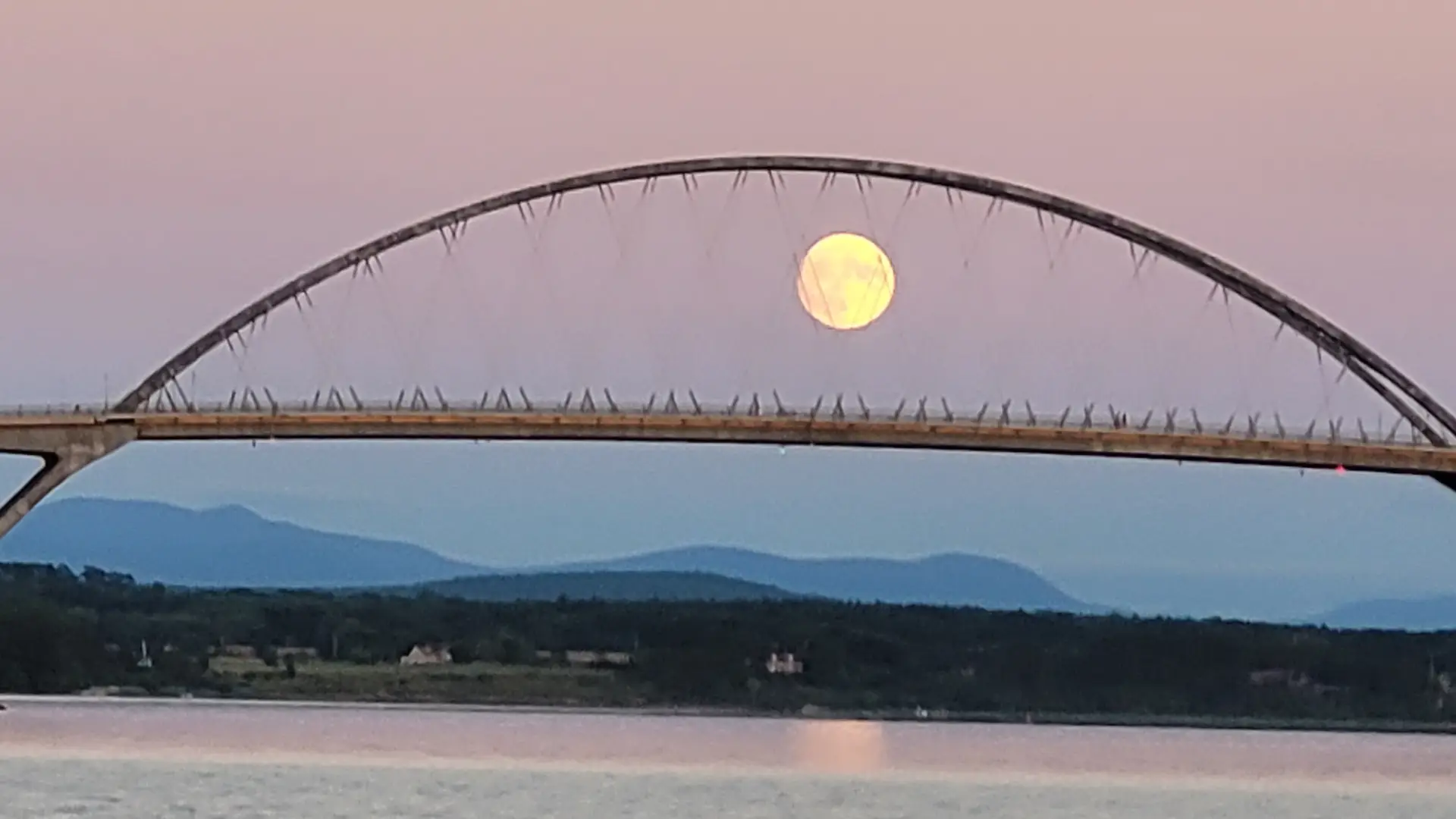 Moon over lake