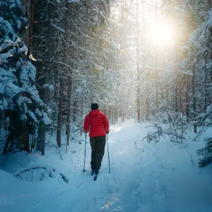 Skiing on the Jackrabbit in Saranac Lake.