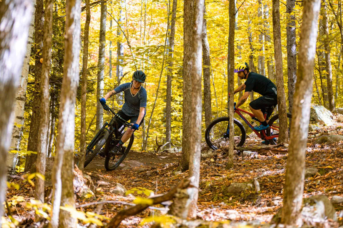 Mountain biking in the fall.
