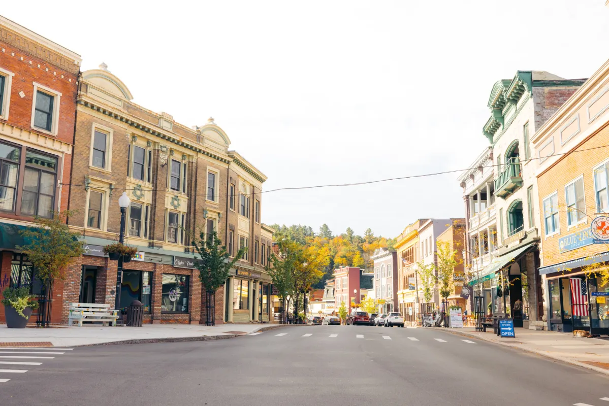 Downtown Saranac Lake in the fall.
