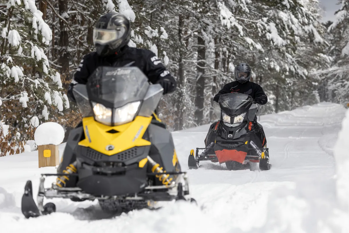 Snowmobiling in Saranac Lake.