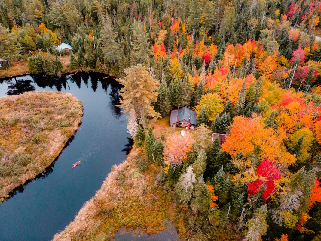Paddling Osgood River in the fall.