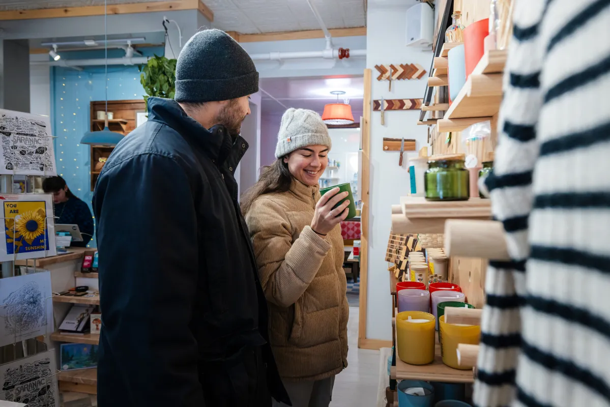 Shopping in Saranac Lake.