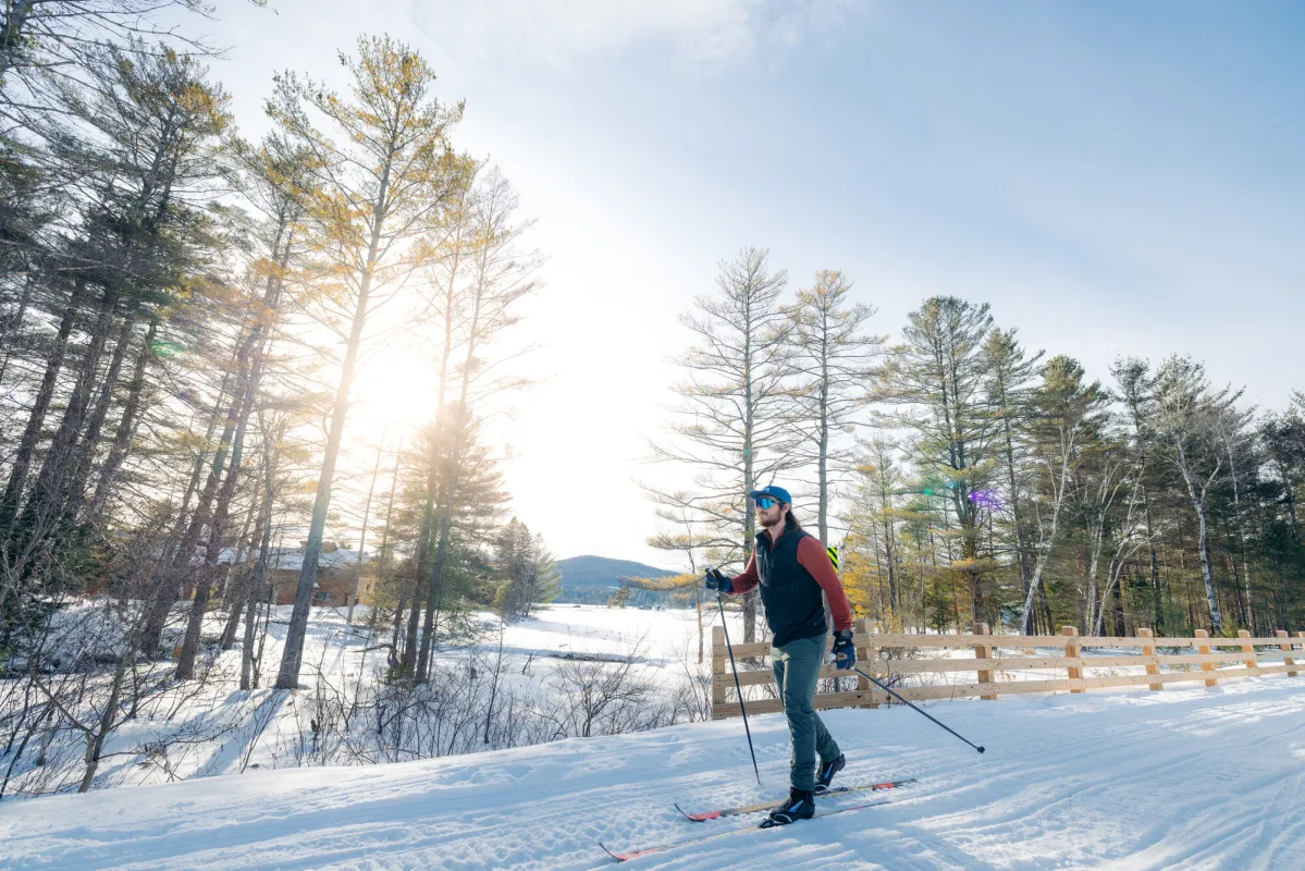 Cross-country skiing the Rail Trail in the winter.