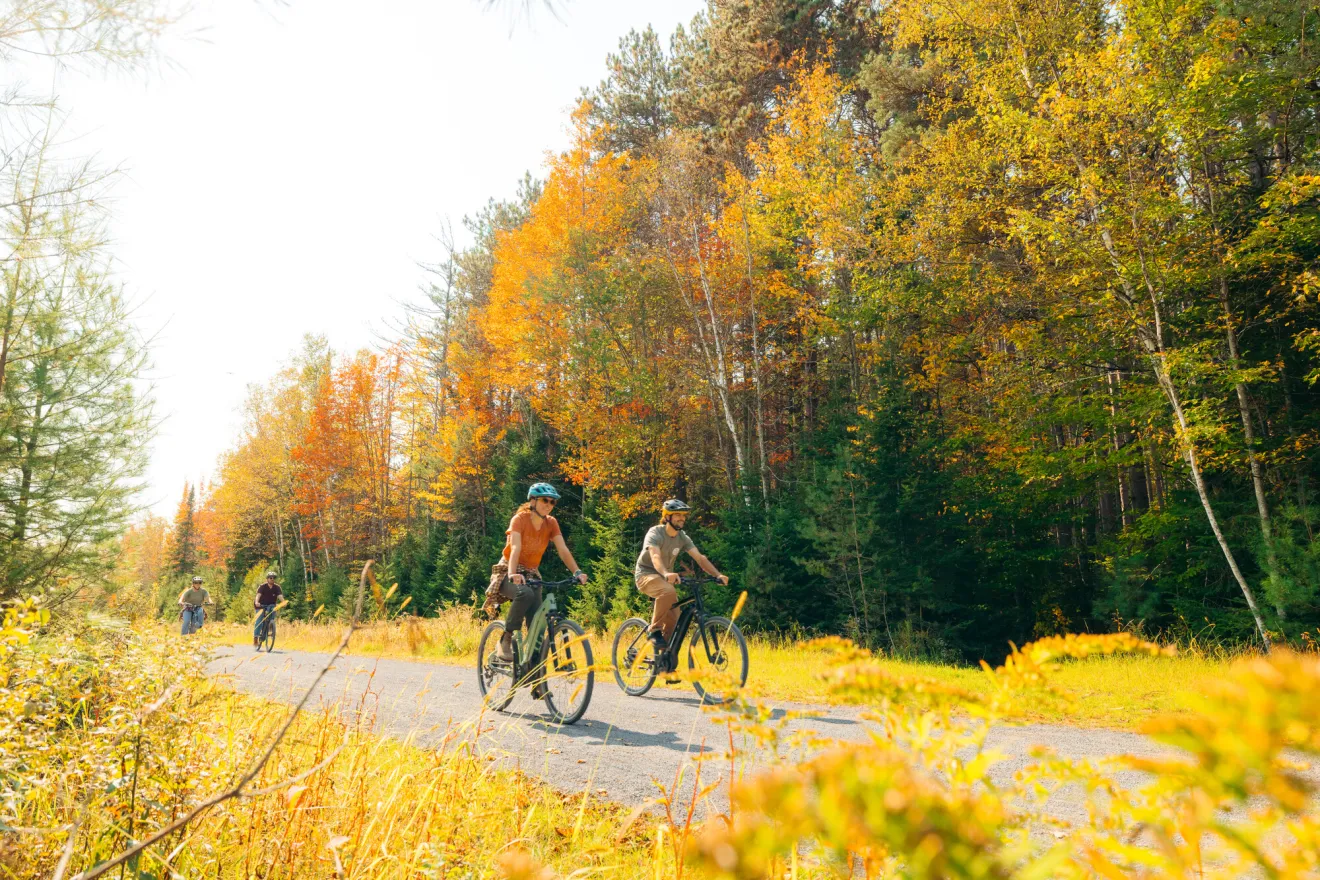 Biking in the fall in Saranac Lake.
