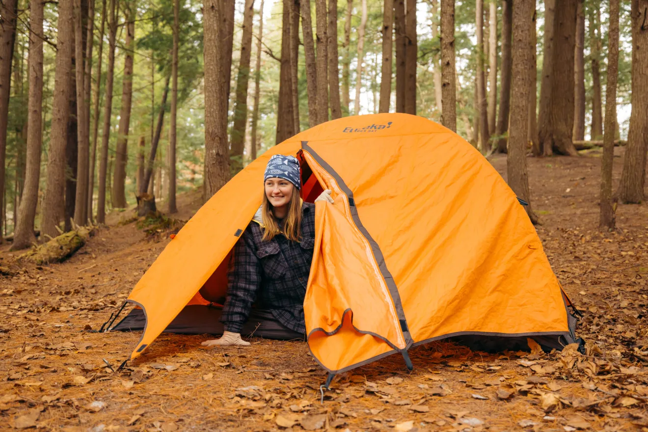 Camping in Saranac Lake in the fall.