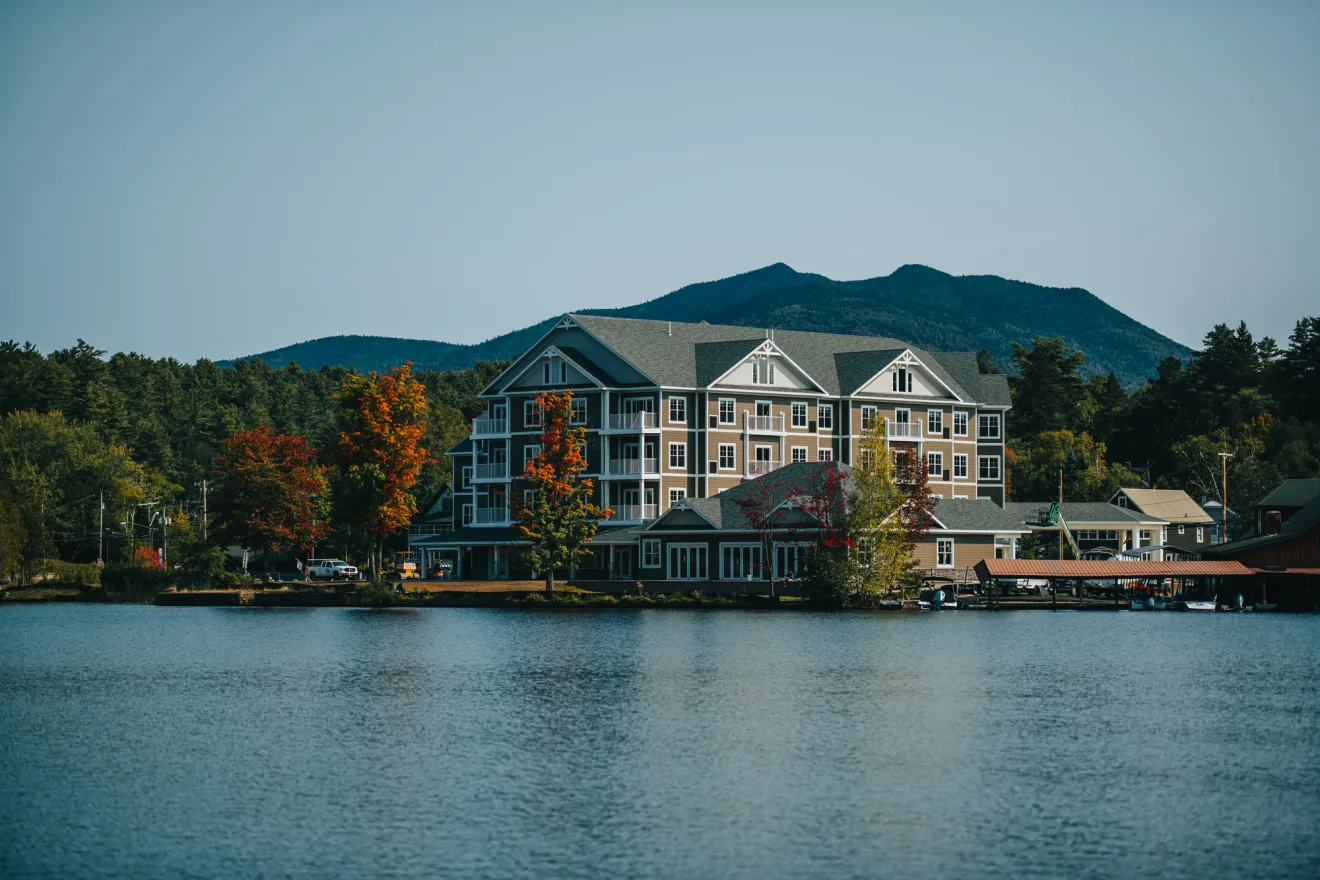 A hotel in Saranac Lake in the fall.