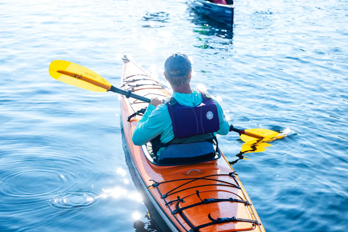 Paddling in the spring in Saranac Lake.