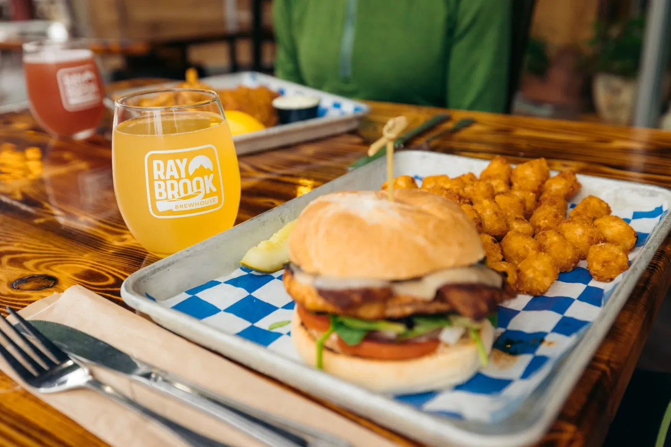 Food at a brewery in Ray Brook.  