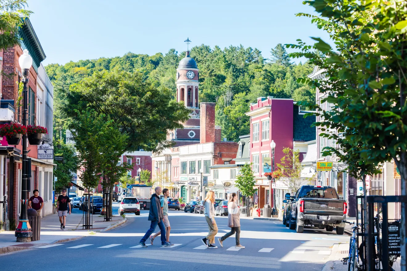 Downtown Saranac Lake in the summer.