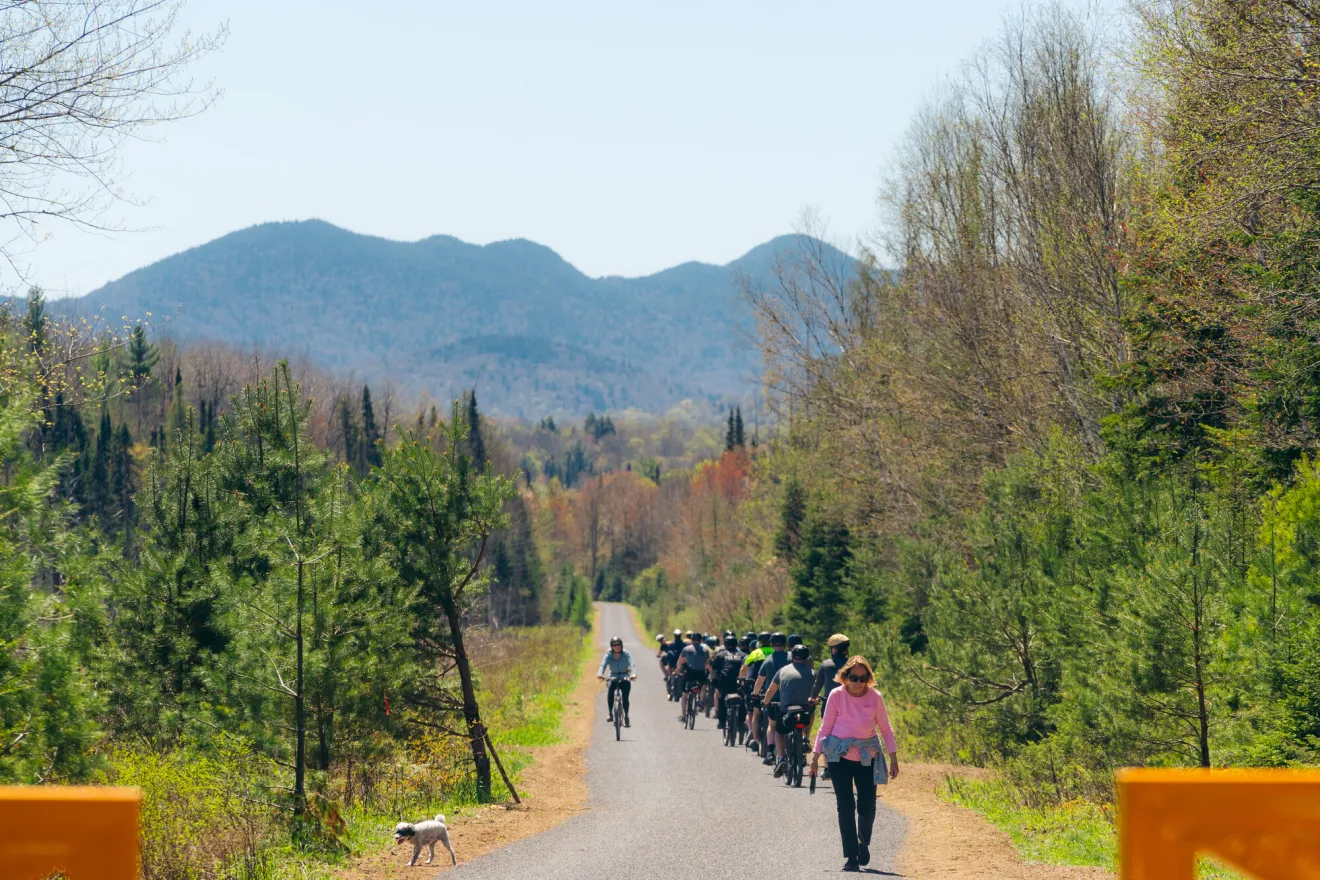 Biking on Rail Trail in the spring.