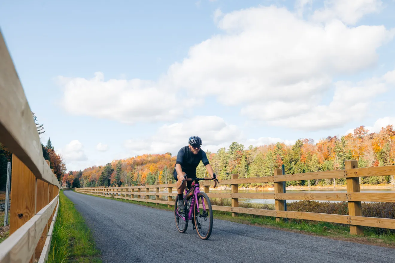 Biking in the fall.
