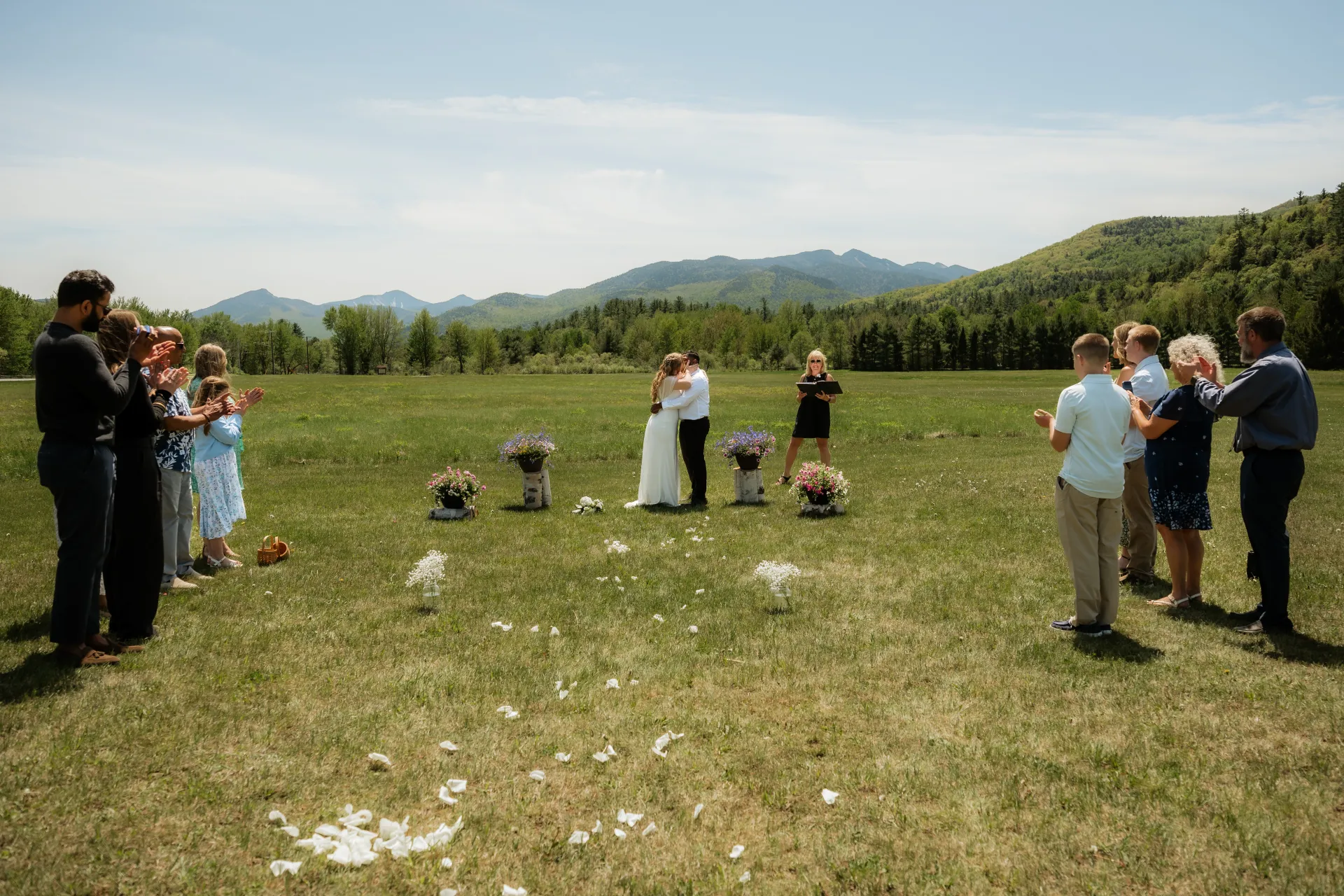 An elopement with small gathering at Marcy Field in Keene