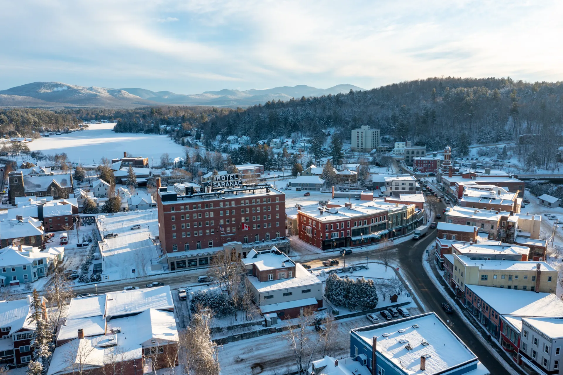 Saranac Lake in the winter.