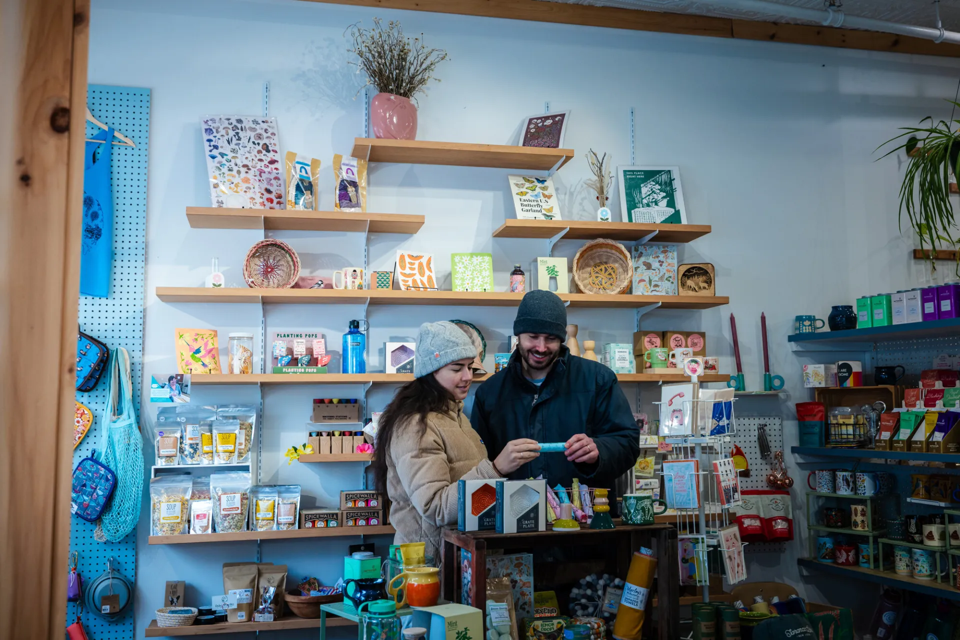 A couple shopping in Saranac Lake.