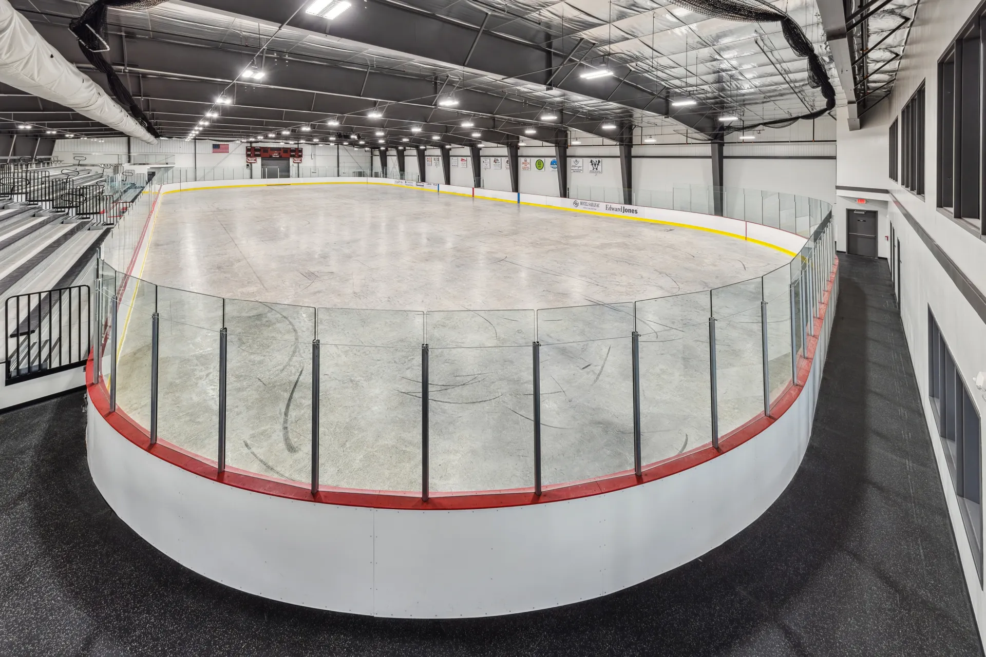 A view of the rink at the Saranac Lake Civic Center without ice.