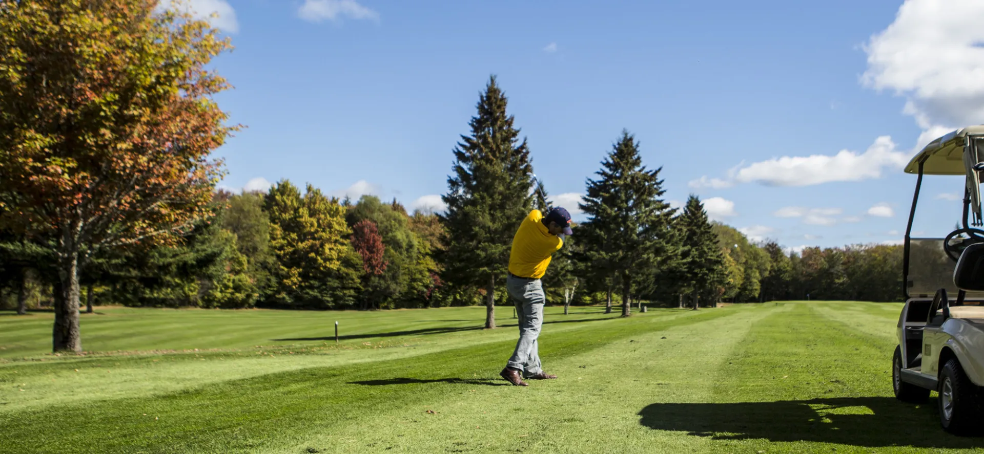 Golfing in Saranac Lake in the fall.