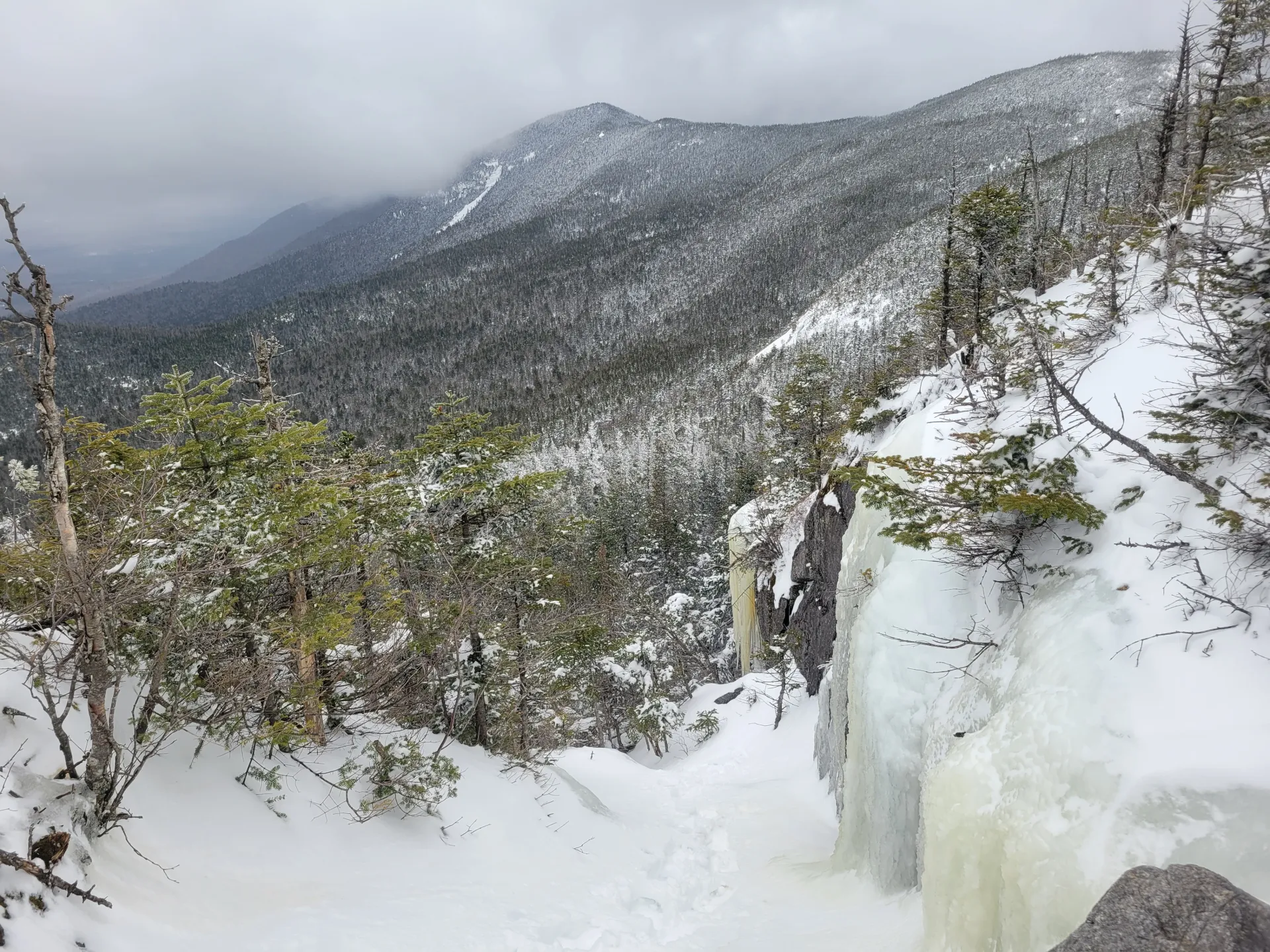 An icy section near the top of Seward Mountain.