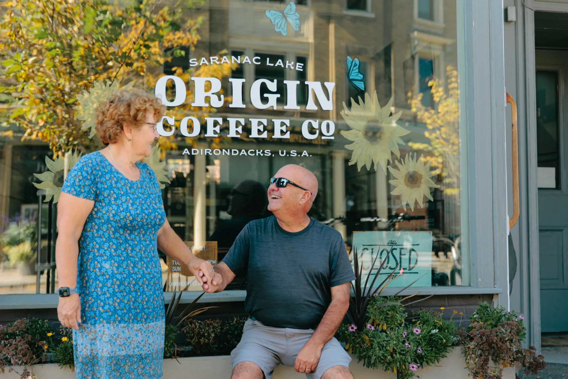 A couple dining at Origin Coffee.