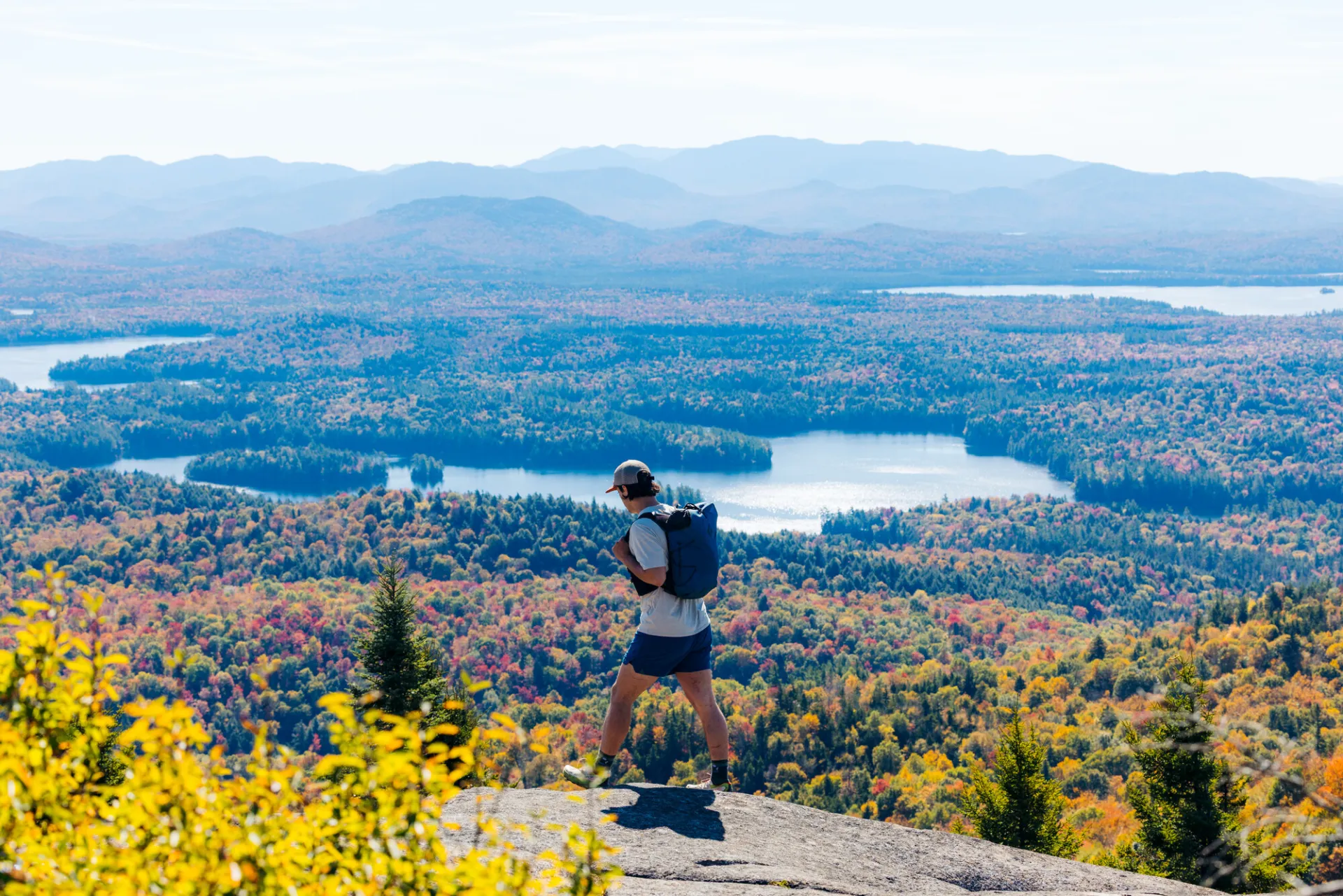 Fall hiking on a summit.