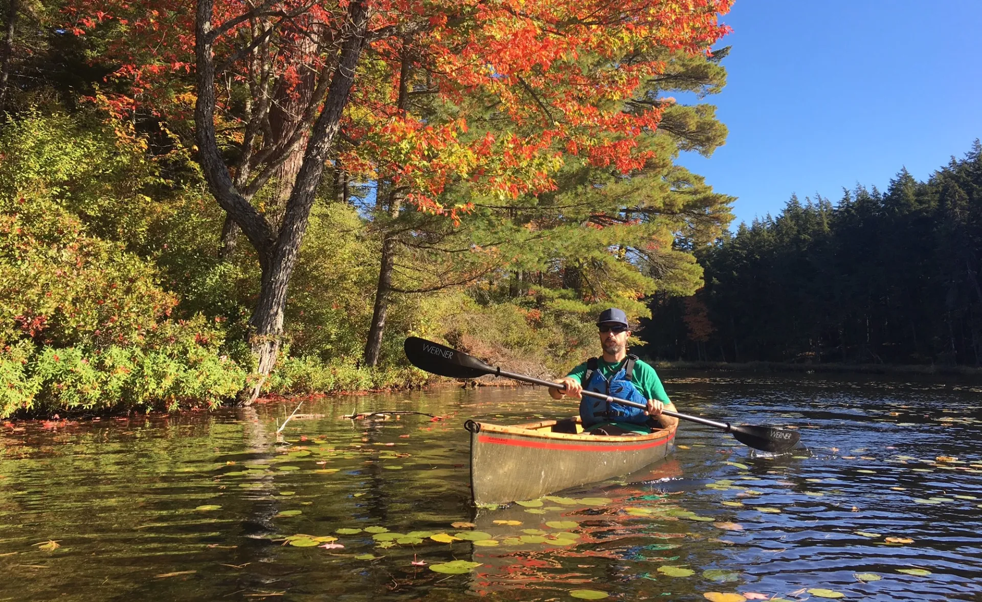 Paddling the St Regis Canoe Area in the fall.