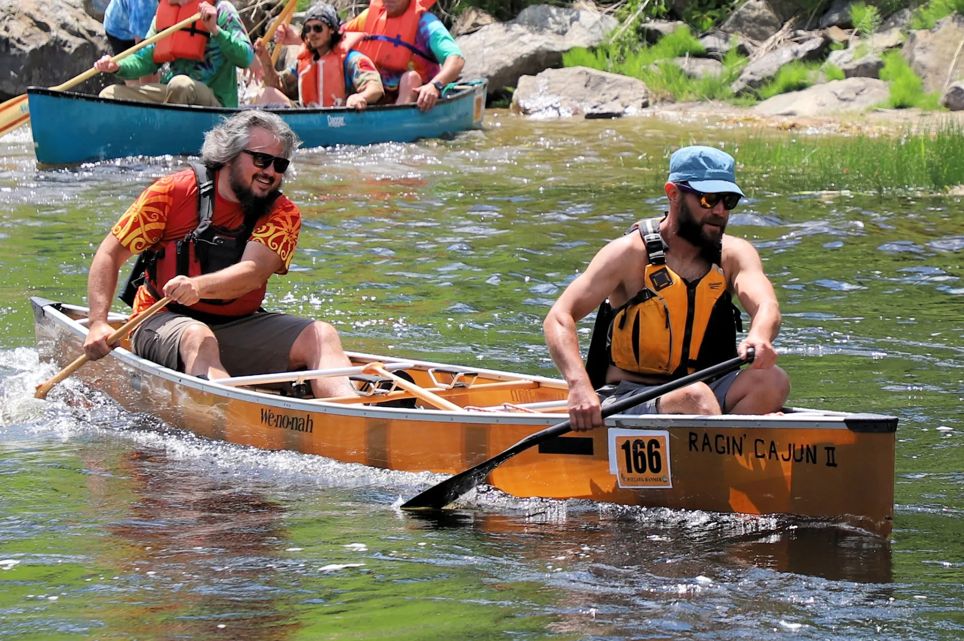 Racers taking on the river