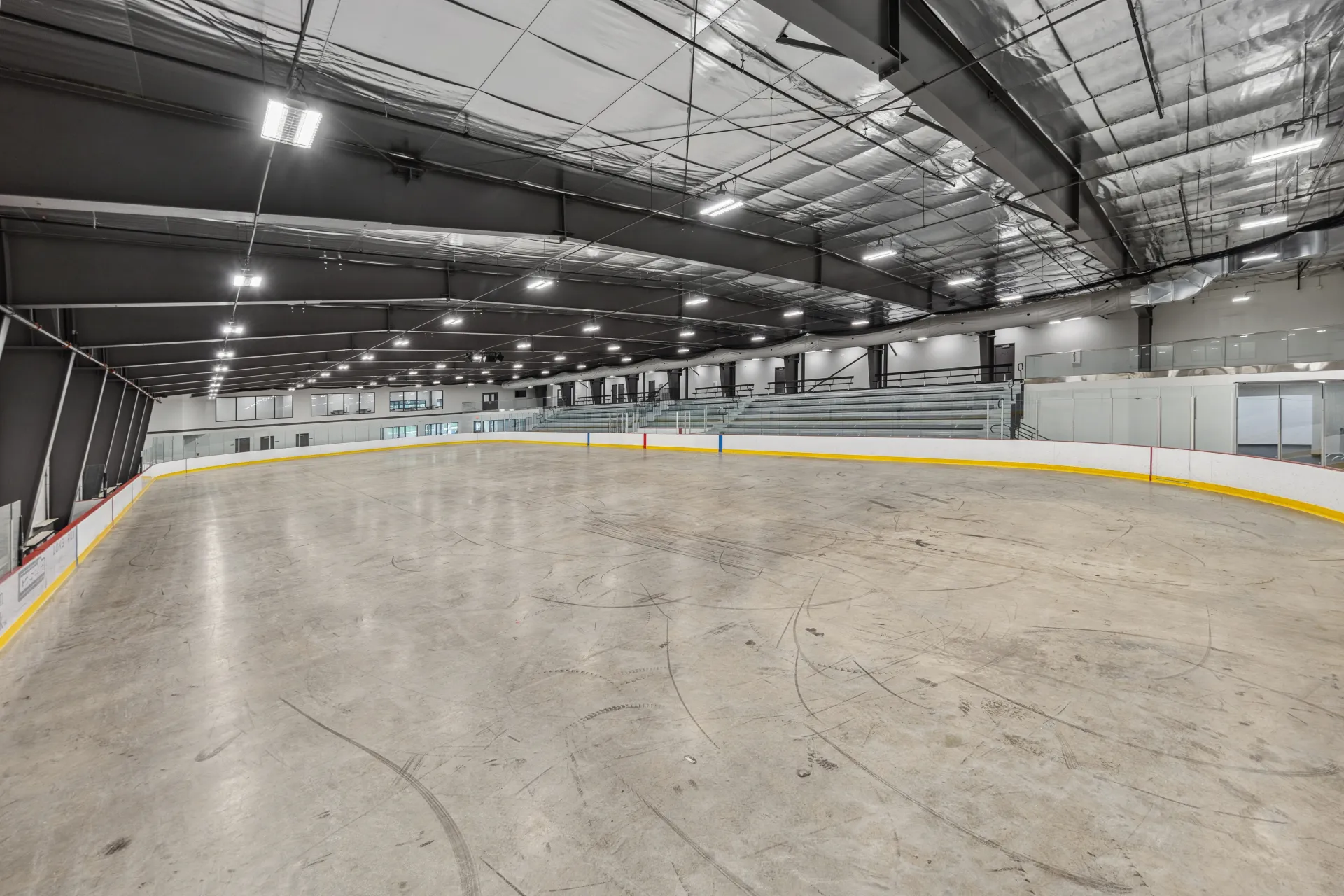 A view of the rink at the Saranac Lake Civic Center without ice.