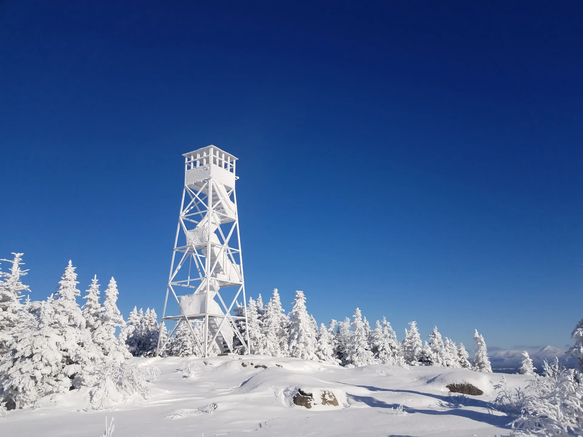 St Regis Mountain firetower covered in rime ice