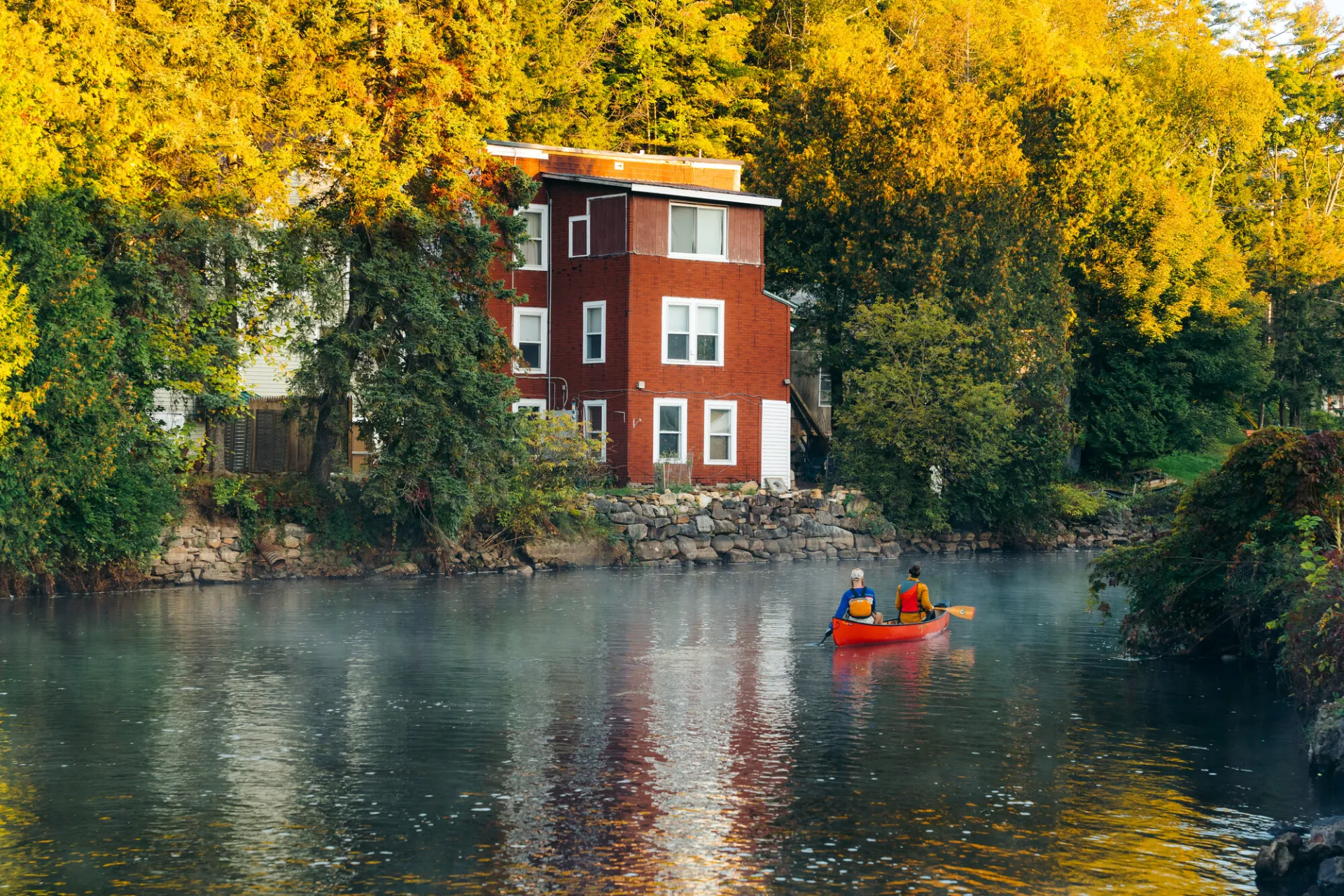Paddling in Saranac Lake.