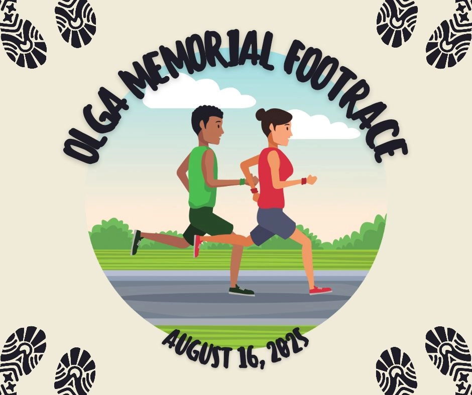 two cartoon runners on nature path