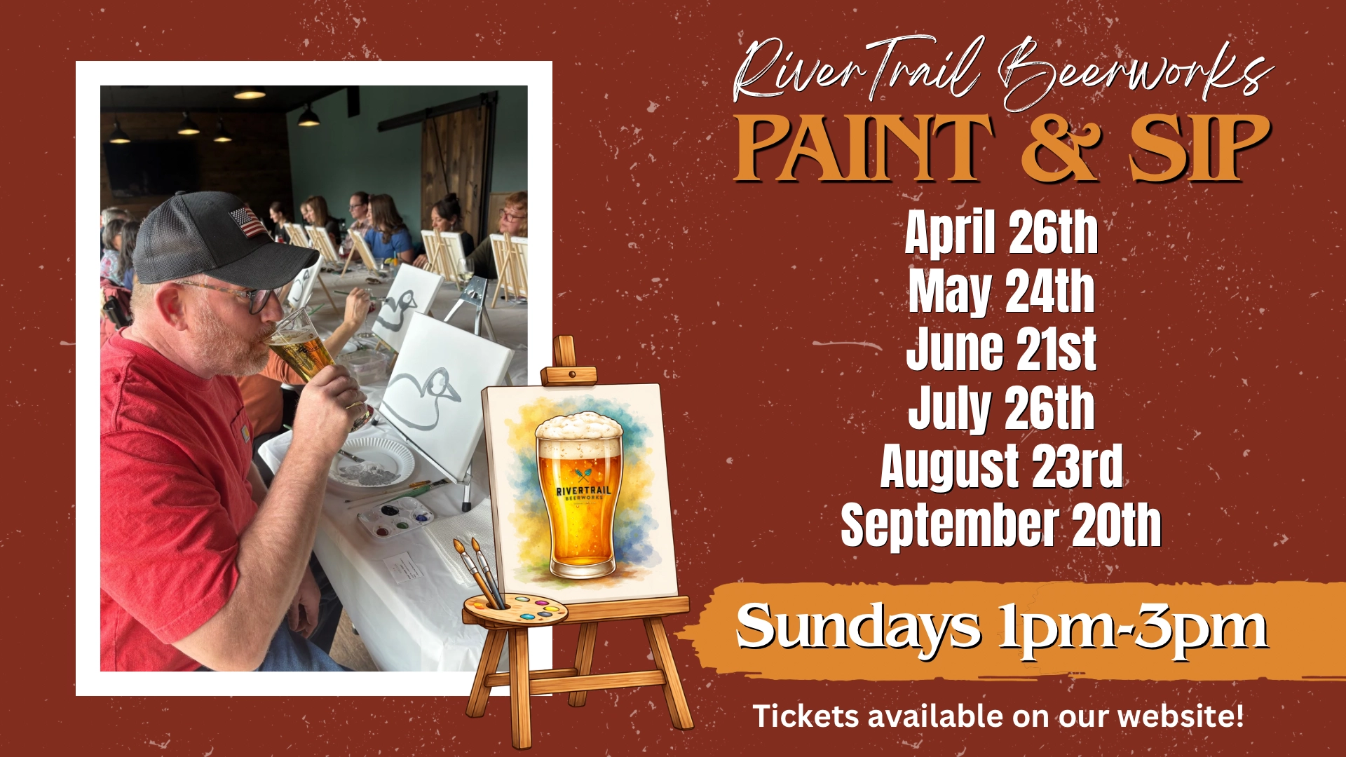 Poster for the Paint and Sip at Rivertrail, all the info is in the description below.