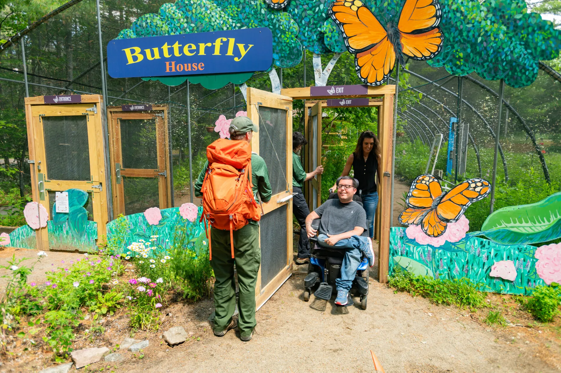 People coming in and out of the VIC Butterfly House