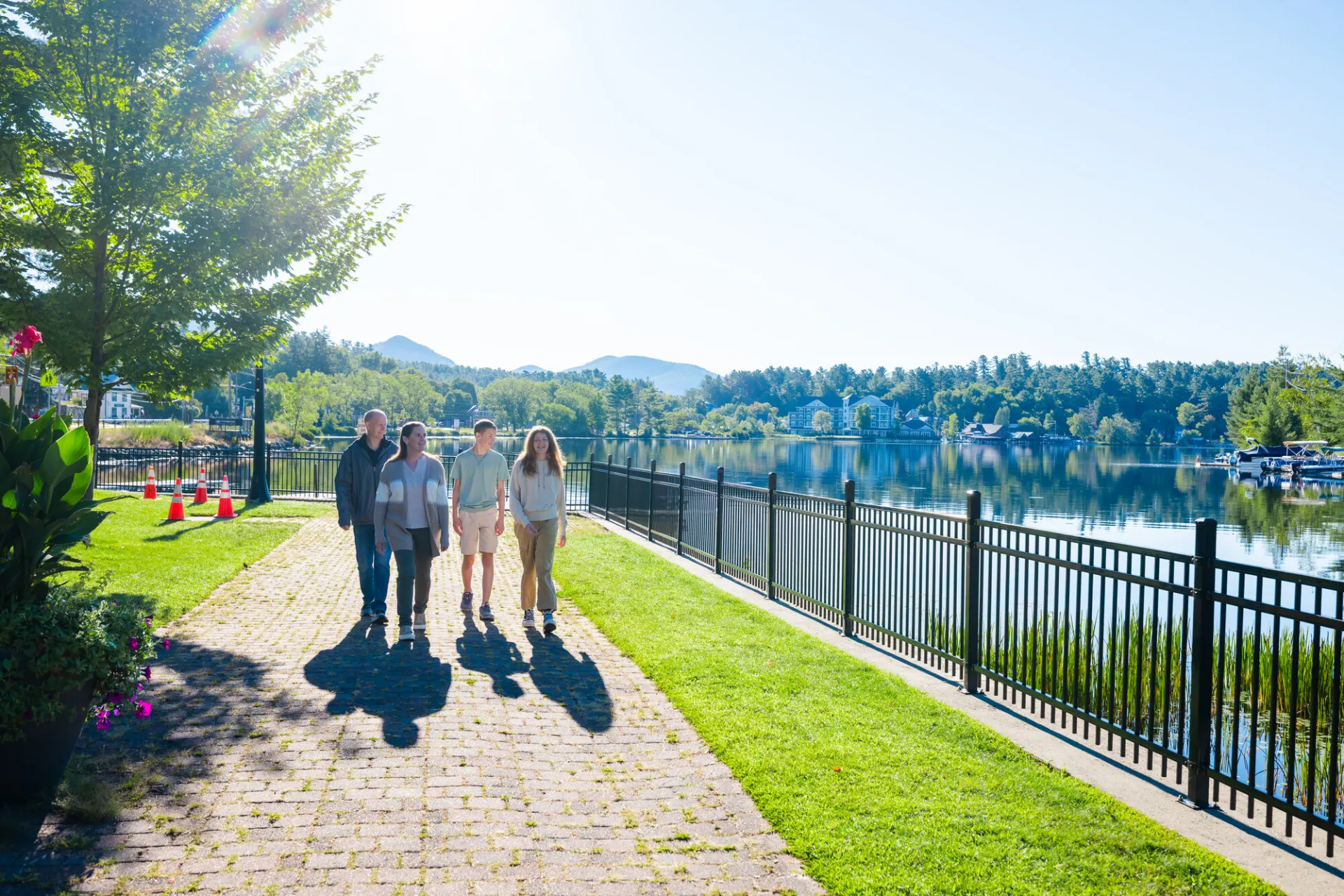 A park in Saranac Lake in the summer.
