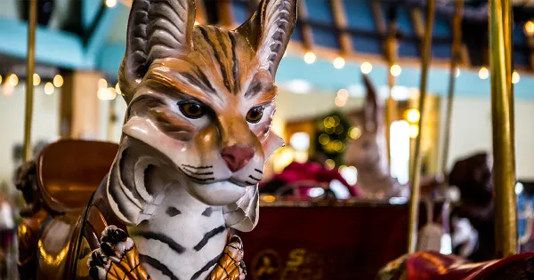 A tiger at the Adirondack Carousel.