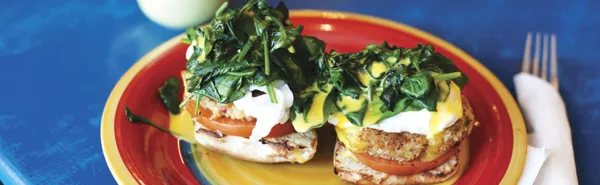 Photo of a gourmet breakfast dish at Blue Moon Cafe in Saranac Lake