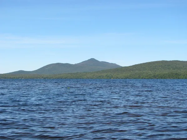 There's the destination across Meacham Lake: Debar Mountain.