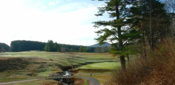 A small brook runs through the golf course