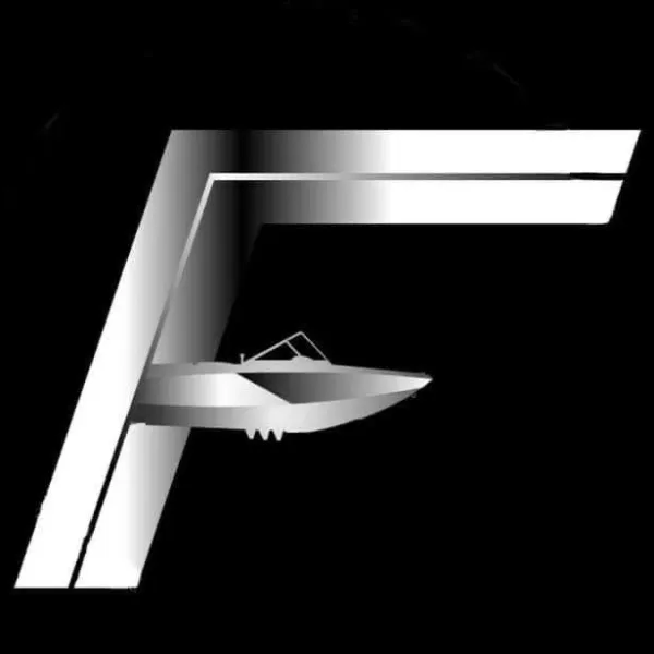 An F with a boat